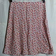 Brandy Melville Skirt 2 Red Floral A Line Knee Length Zip Cottage Cocquette