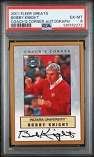 2001 Fleer Greats of The Game Coach's Corner Bobby Knight HOF AUTO /100 RARE