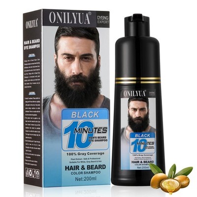 Men's 3-in-1 Beard Dye Shampoo, Long-Lasting Gray Reducer, 200ml