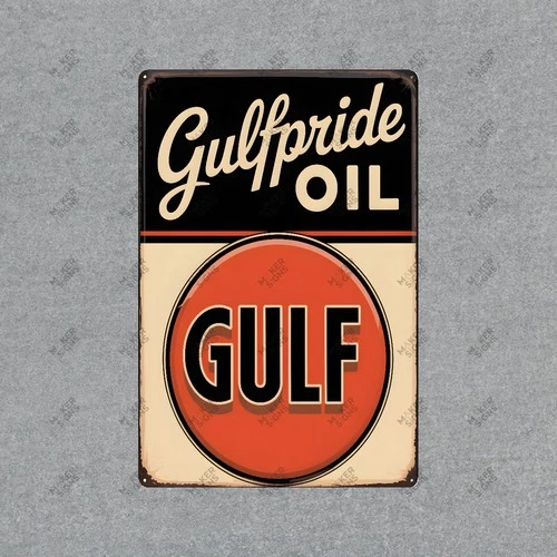 Vintage Gulf Oil Sign Retro Gas Station Decor Automotive Advertising #910041