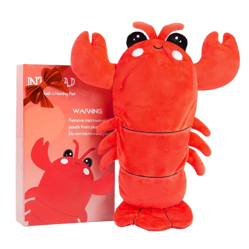 INTOYPAD Microwavable Heating for Pad Period Cramps Cuddly Plush Warming Lobster