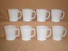 VINTAGE FIRE KING ANCHOR HOCKING MILK GLASS MUGS - "D" HANDLE - SET OF 8
