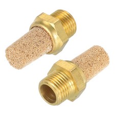 Pneumatic Muffle, 1/8" NPT Male Long Exhaust Muffler Solenoid Valve Brass 2 Set