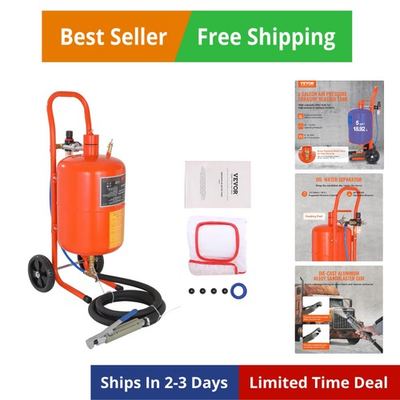 #ad 5 Gallon Sand Blaster 60 110 PSI High Pressure Sandblaster Portable Abrasiv... $233.99