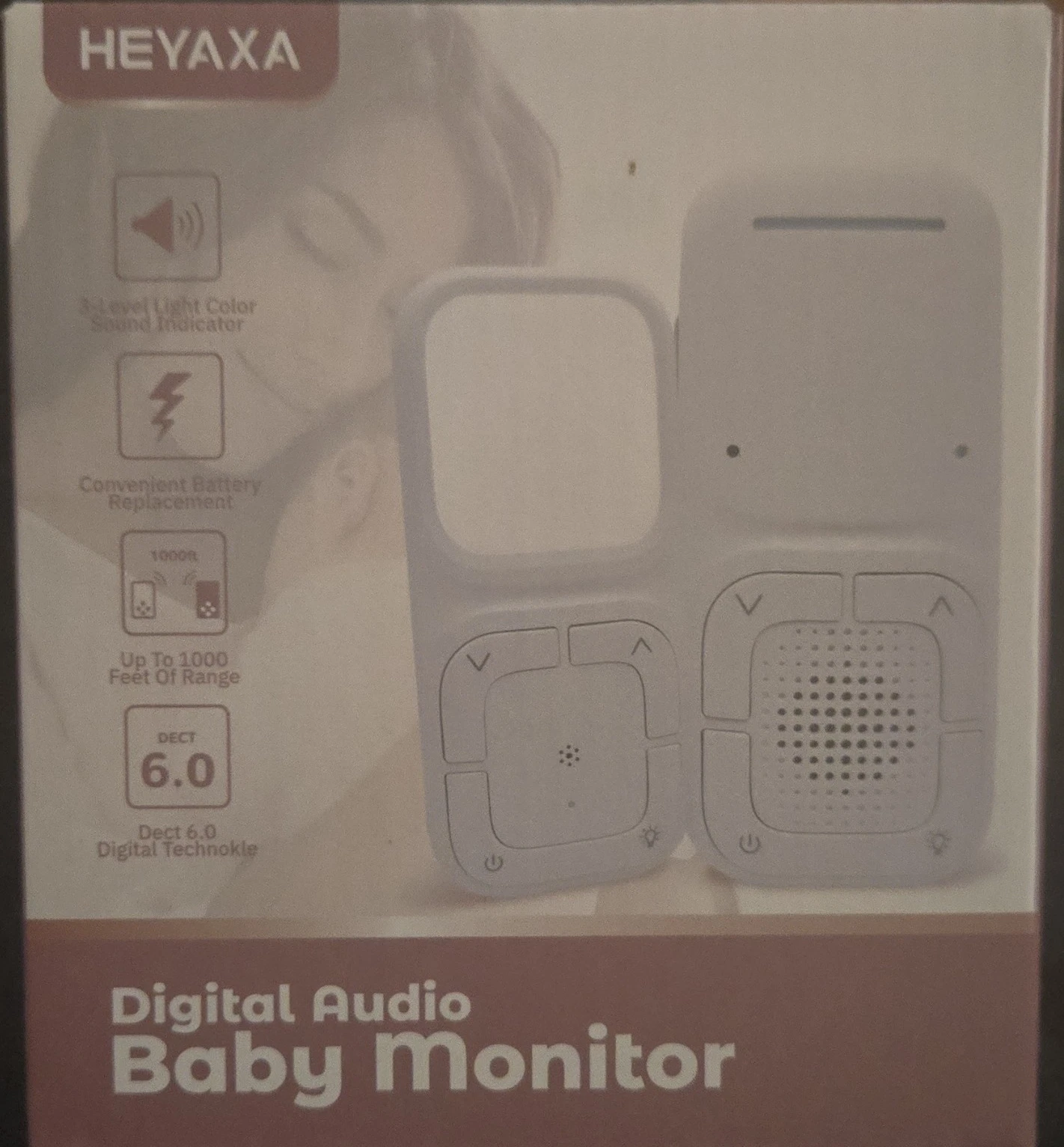 HEYAXA Digital Voice Audio Baby Monitor w/ Volume Control & Light Indicator