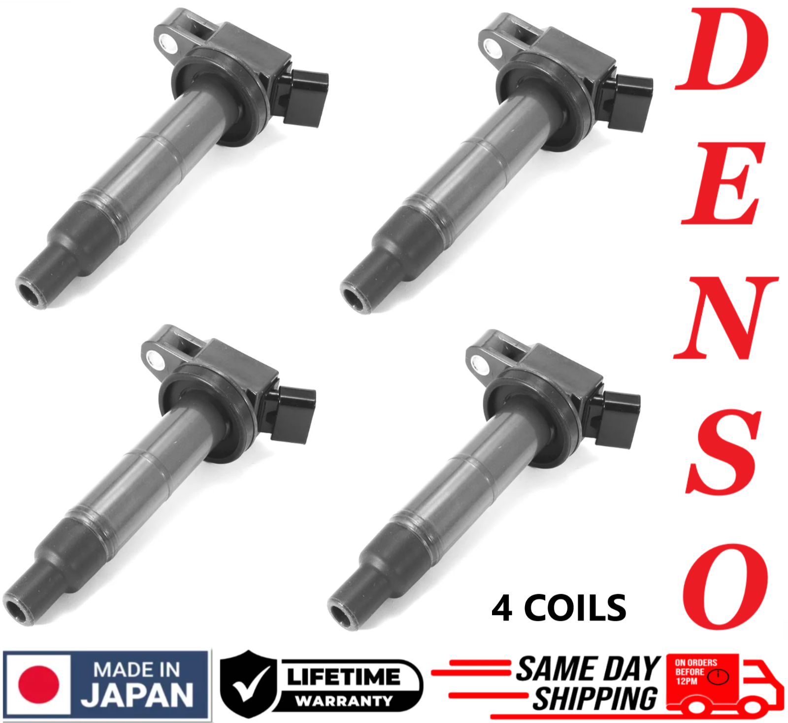 x4 GENUINE Ignition Coils For 2001-2012 Toyota Lexus Scion I4, 90919-02244 OEM