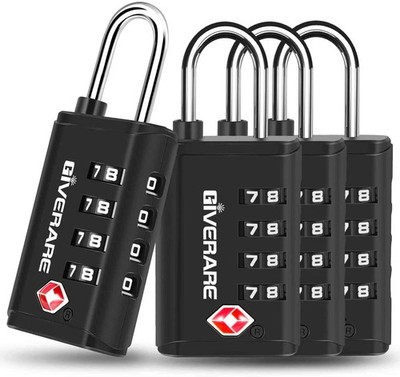 4 Pack TSA Approved Travel Luggage Locks 4-Digit, Open Alert Suitcase Combinatio