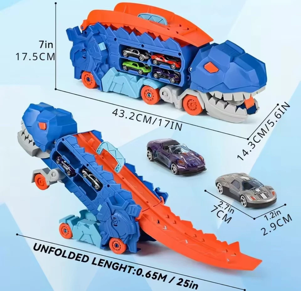 Camion Dinosauro Trasformabile con Pista | Giocattolo 3in1 per Bambini + Regalo - Immagine 4 di 4