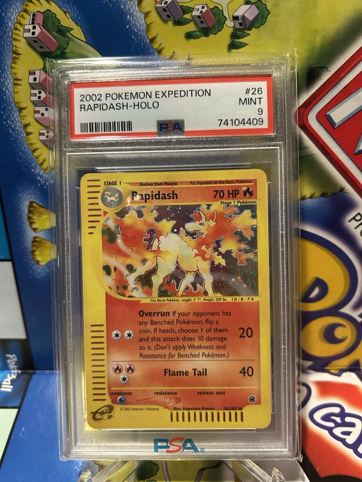2002 POKEMON EXPEDITION #26 RAPIDASH-HOLO PSA 9