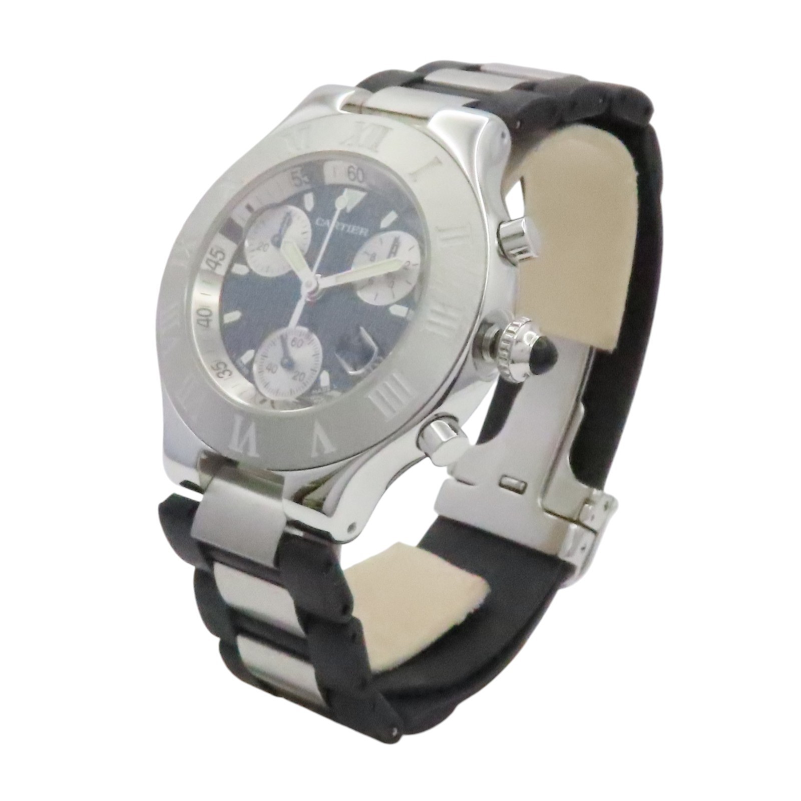 CARTIER Must 21 Chronoscaph Watch Quartz Black Dial Stainless Steel 0125U2 image 2