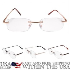 Modern Rimless Spring Hinge Rectangle Reader Reading Glasses 1.25, 1.50, 2.00