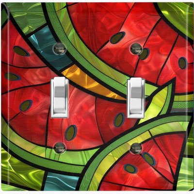 Metal Light Switch Outlet Cover Wall Plate Watermelon Stained Glass PRINT GSS173