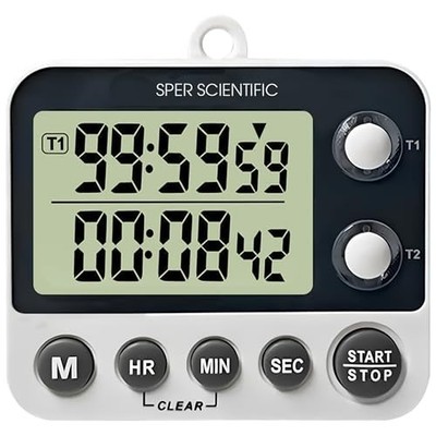  2 Channel Digital Lab + Kitchen Timer with Color Coded LED 810002 1 Pack