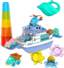 Ferry Fun  Friends Baby Bath Toys   15pcs Boats, Cars, Animals  Stacking Cups