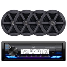 JVC Marine Bluetooth AM/FM Stereo Receiver, 4x 6.5" 100W 2-Way Black Speakers