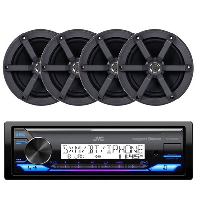 JVC Marine Bluetooth AM/FM Stereo Receiver, 4x 6.5'' 100W 2-Way Black Speakers