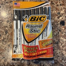 New Vintage Bic Round Stic Pens 10pk BLACK Ink Sealed Made In The USA Medium