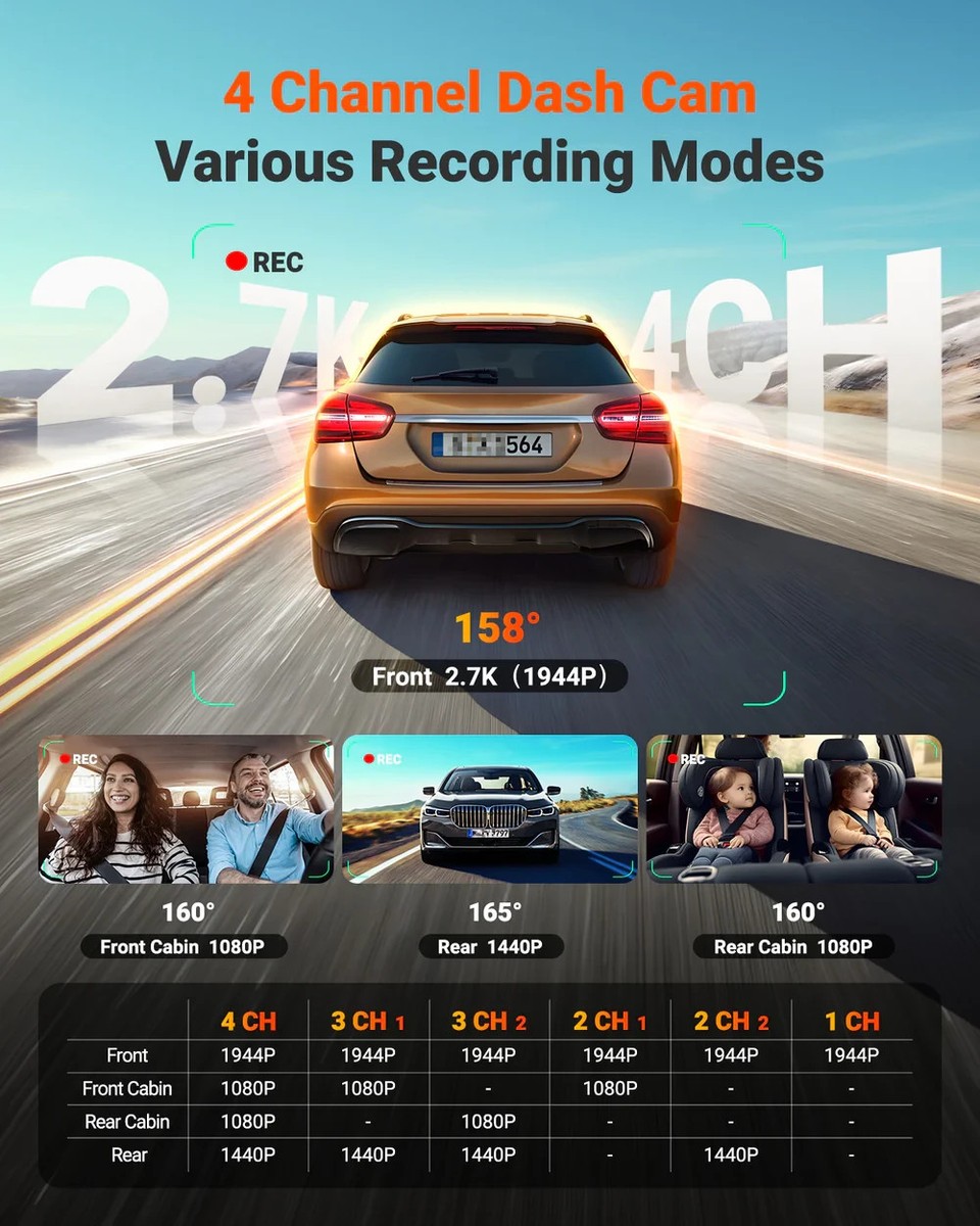 Vantrue N5S 2K 4 Channel Dash Cam | eBay