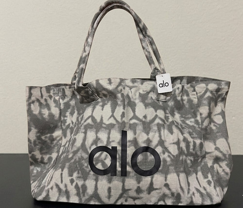 NWT Alo Yoga Large Gray Tie Dye Canvas Tote Bag Travel & Gym Carry On Everyday