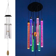 Solar Wind Chimes Lights LED Color Changing Hanging Hummingbird Ball Garden Lamp