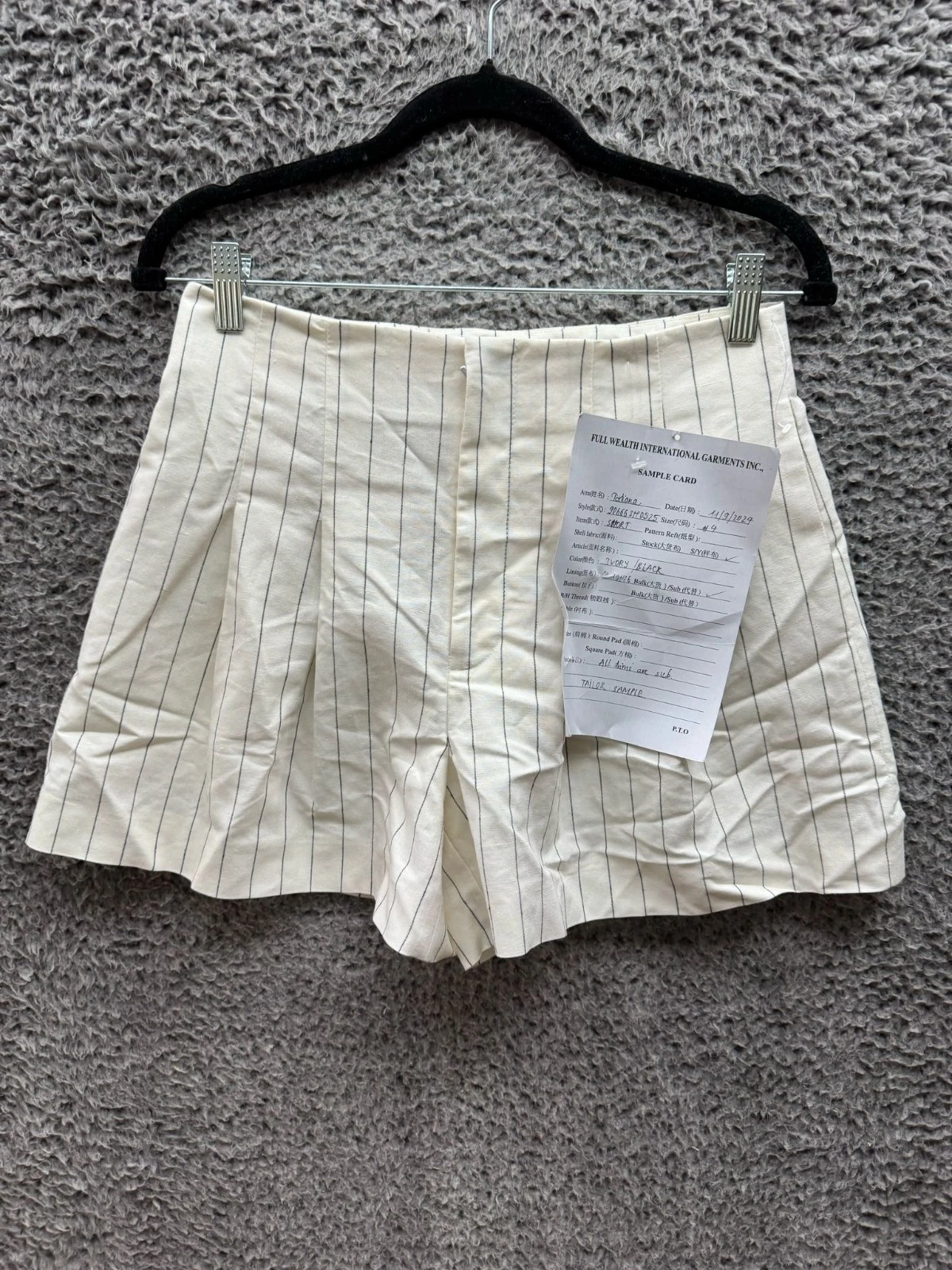 Antonio Melani Tatiana High Rise Pleated Pinstripe Linen Shorts Ivory Womens 4