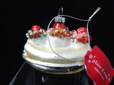  Blown Glass Christmas Banana Split Ice Cream Christmas Ornament  