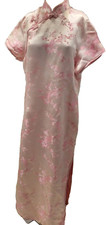 Tang Yi Chinese Traditional Dress Women Large Geometric Pink Short Sleeve