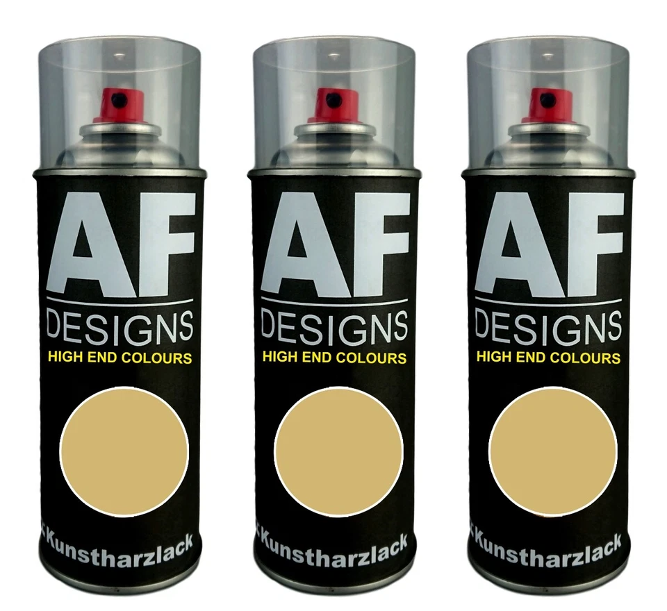 ALEX FLITTNER DESIGNS 3x Kunstharz Lackspray Buntlack Spraydose RAL1002 SANDGELB glänzend matt