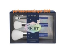 SEPHORA ONCE UPON A NIGHT 3 MINI BRUSHES SET FOR FACE EYES A HOLOGRAPHIC POUCH