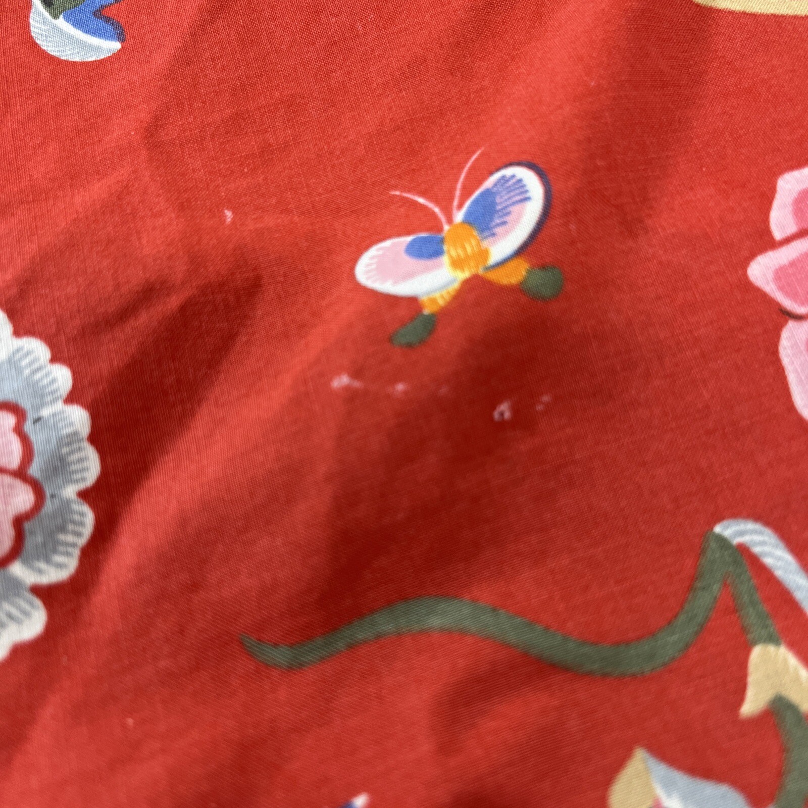 Ralph Lauren Euro Pillow Case Sham Red Floral Butterly Ruffle Trim