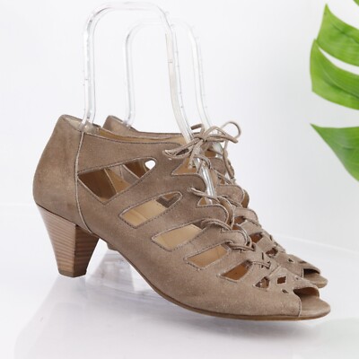 Paul Green Women Prague Sandal Size 11 Metallic Bronze Caged Heel Lace Up Bootie