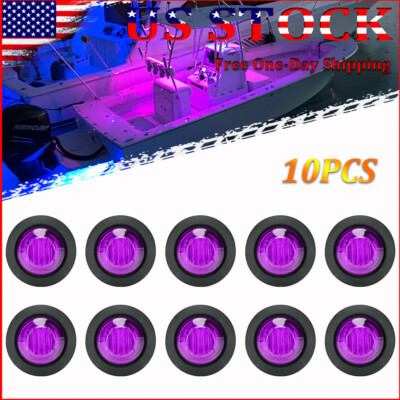 #ad 10X Round Purple LED Boat Lights 12V Marine Stern Bow Deck Courtesy Light 12V $11.86