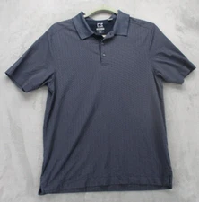 Cutter & Buck Polo Shirt Men's Large Blue with Geometric Pattern CB DryTec Luxe