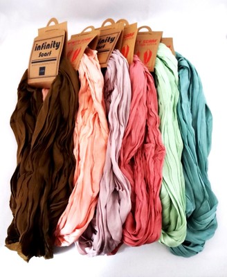 Infinity Scarf Solid Color Crinkled Fabric Double Loop Look By M
