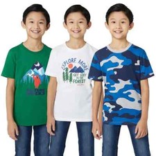 New Boy s Eddie Bauer 3 Piece Tee Shirt Set Large 14 - 16 White Blue Green