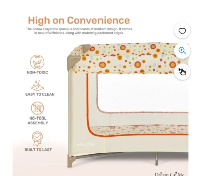 Dream On Me Zodiak Portable Playard with Carry Bag & Shoulder Strap, Beige