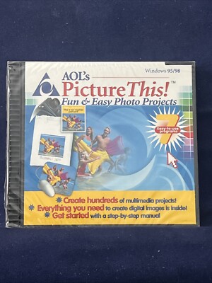 AOL Picture This Fun & Easy Photo Projects for Windows 95/98 CD-ROM New Sealed