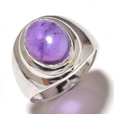 Natural Amethyst Gemstone with 925 Sterling Silver Ring for Men's  #4455