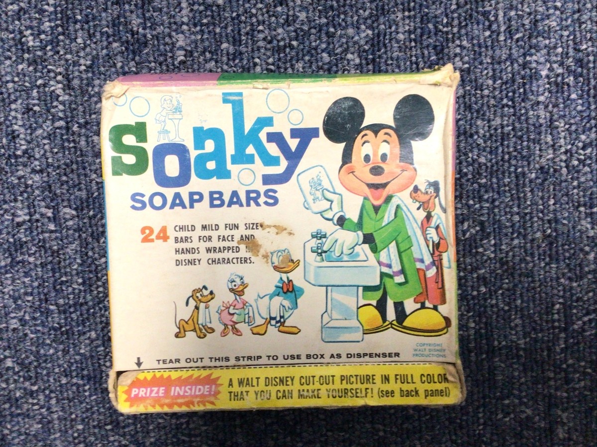 Vintage 1960s Mickey Mouse & Disney Characters Soaky Soap Bars 24