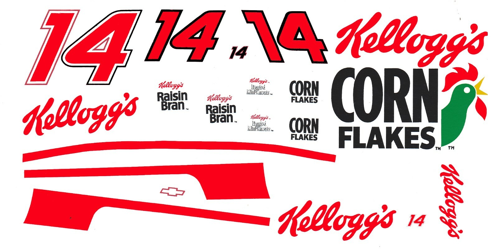#14 Terry Labonte Kellogg's Chevy 1/64th Scale Nascar Slot Car Decals