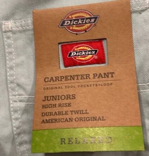 Dickies Juniors Carpenter Pant High Rise Sz 9/29 Relaxed Streetwear Trendy Teal - Picture 4 of 9