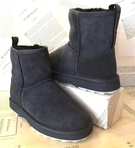 Mini stivale shearling grigio resistente all'acqua Free People Emu Australia Sharky 40/9 Nuovo con etichette - Foto 2 di 8