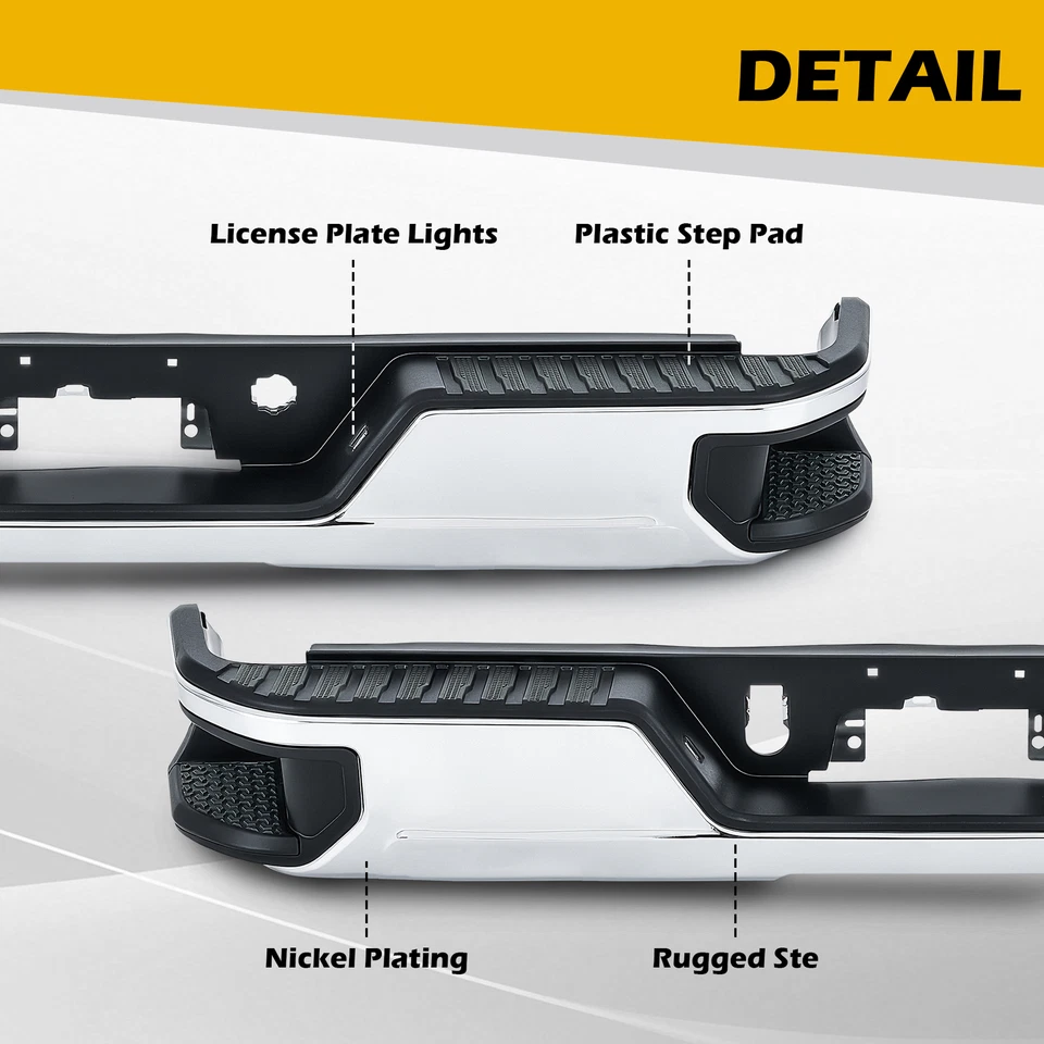 Chrome Rear Step Bumper Face Bar for 2019-2025 Chevy Silverado GMC Sierra Foto 4 de 4
