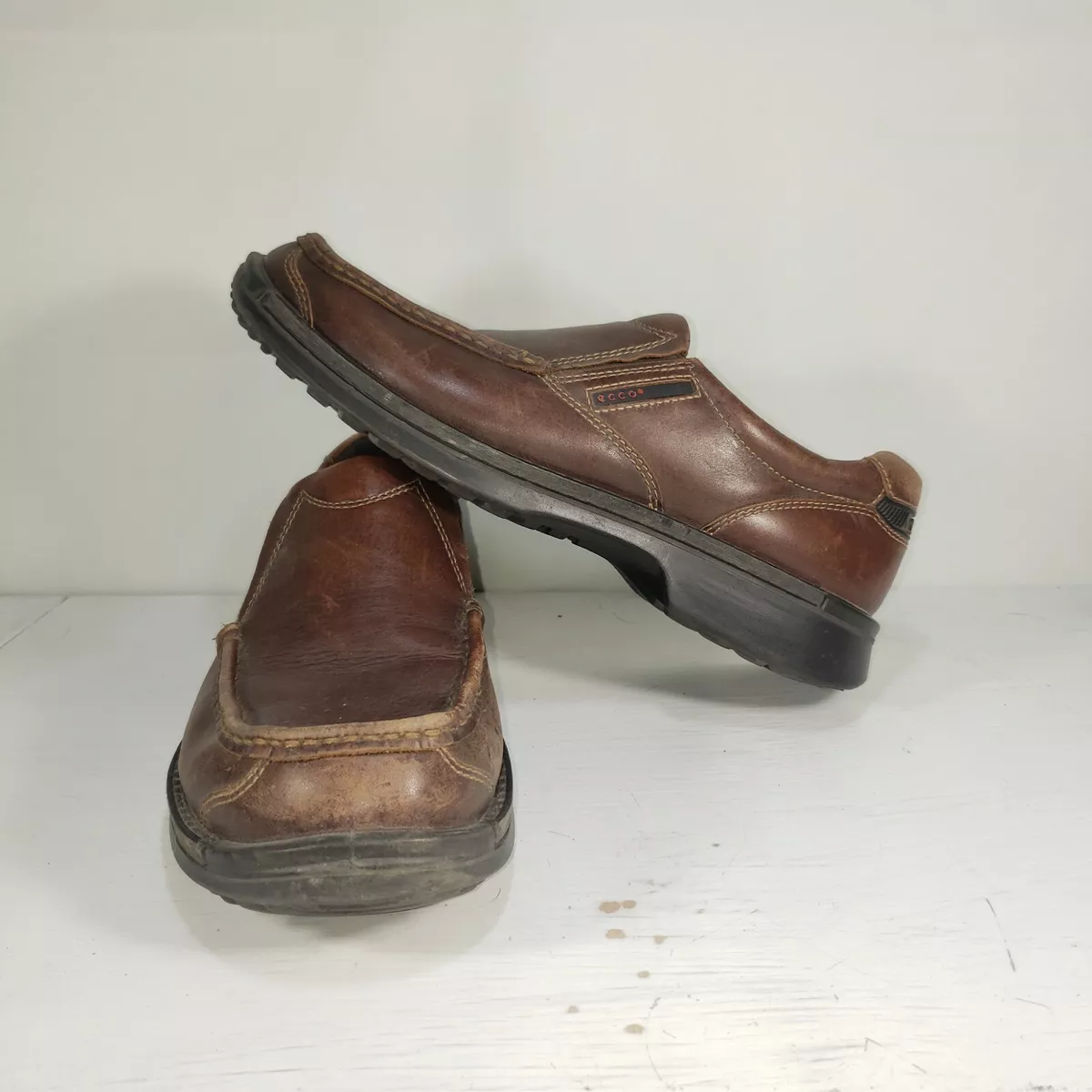 Disciplin Scene nødvendighed Ecco Brown Leather Slip-On Loafer Comfort Shoes Business Casual Anti-Fungal  44 | eBay