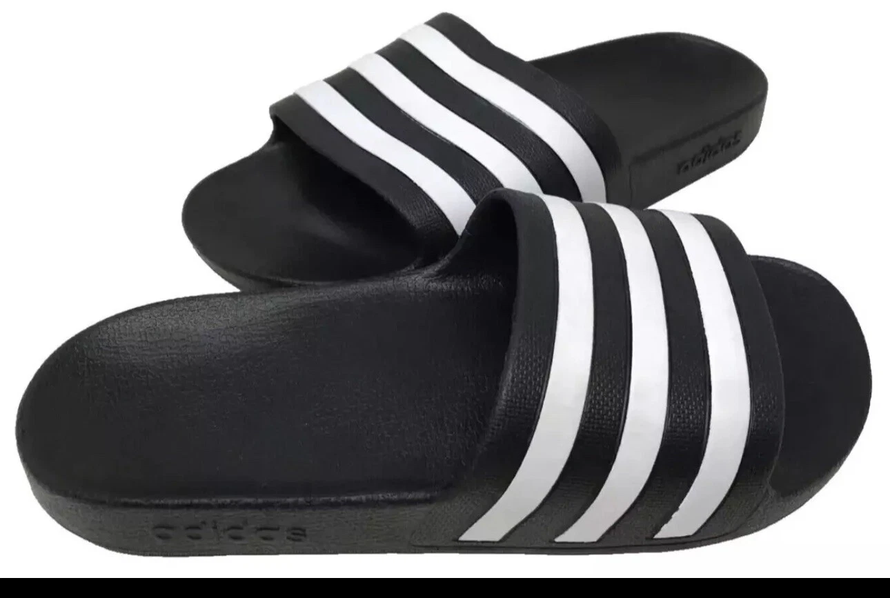 Adidas Sandali Uomo Adilette Aqua Slip On Slide Nero Bianco Taglia 11