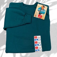 Vintage 90s Hanes Raglan Jumper Sweatshirt XL Roomy Fit Dark Teal Blank NEW