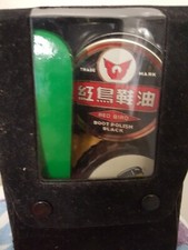 RED BIRD Shoe Shine Care Travel-Compact Kit in Black Felt Snap Case