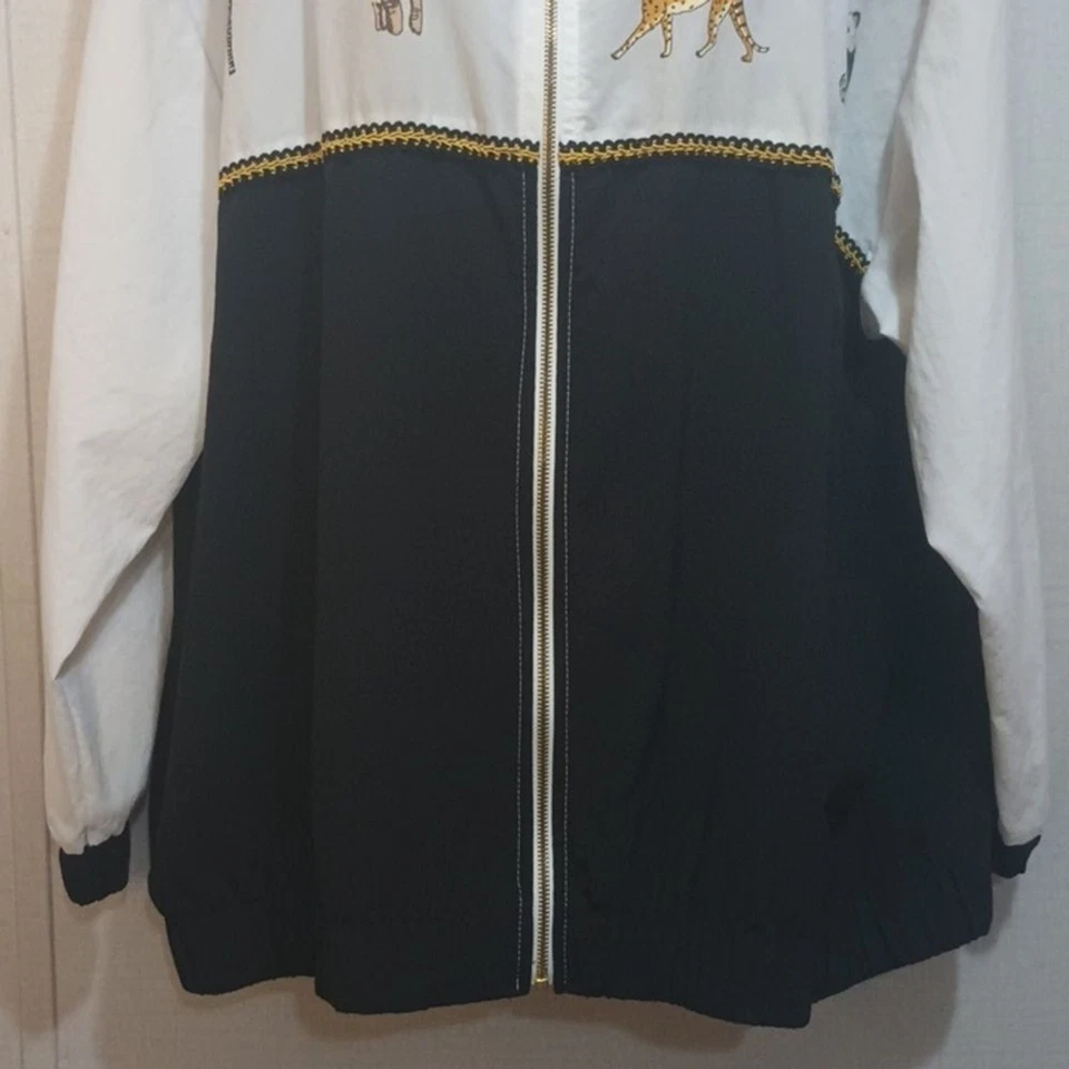 Sport Savvy Jacket 1X Vintage Lightweight 80s Animal Print Color Block Zip Up - Image 4 of 4