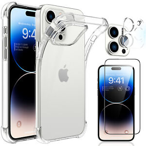 For iPhone 14 13 Pro Max Clear Case Shockproof Cover, Screen Protector,Lens Film - Click1Get2 Deals