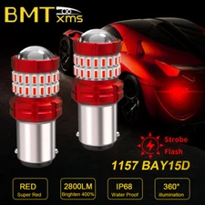 2PC 1157 LED Strobe Flashing Brake Stop Bulbs Tail Blinking Light Safety Warning